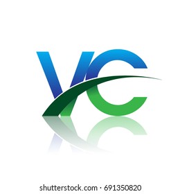 initial letter VC logotype company name colored blue and green swoosh design. vector logo for business and company identity.
