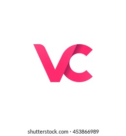 initial letter vc modern linked circle round lowercase logo pink
