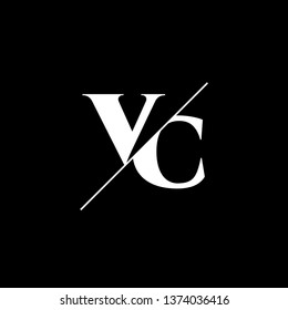 Initial Letter VC Monogram Sliced. Logo template isolated on black background