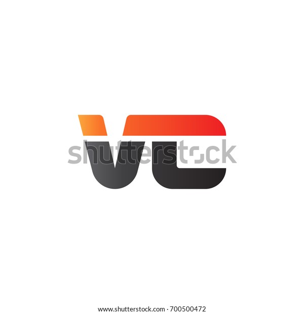 Initial letter VC, straight linked line bold logo,\
gradient fire red black\
colors