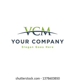 Initial letter VCM, overlapping movement swoosh horizon logo design inspiration in green and blue color vector