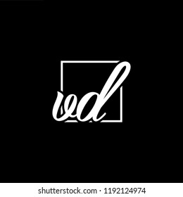 Initial letter VD DV minimalist art monogram shape logo, white color on black background