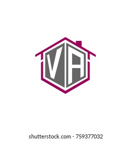 initial letter VD with house roof logo design