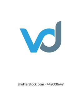 initial letter vd linked round lowercase logo blue