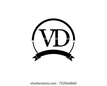 initial letter VD logo monogram retro black