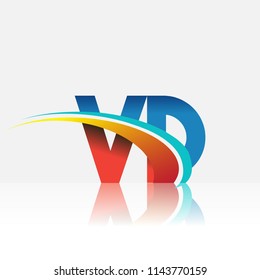 initial letter VD logotype company name colored red and blue and swoosh design. vector logo for business and company identity.
