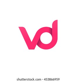 initial letter vd modern linked circle round lowercase logo pink