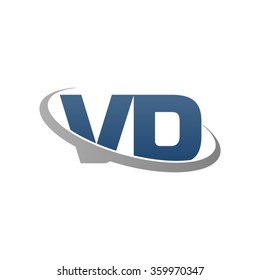 initial letter VD swoosh ring company logo blue gray