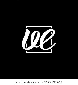 Initial letter VE EV minimalist art monogram shape logo, white color on black background