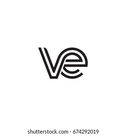 Initial letter ve, linked outline rounded lowercase, monogram black