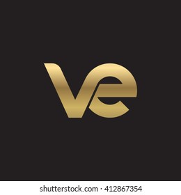 initial letter ve linked round lowercase logo gold black background
