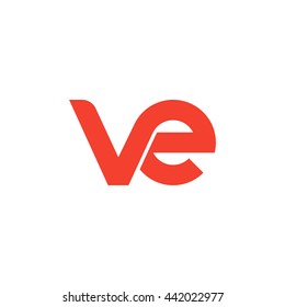 initial letter ve linked round lowercase logo red