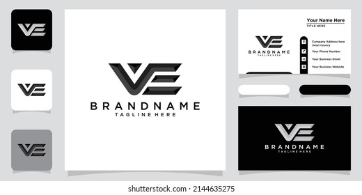 Initial letter VE Logo with business card design Vector