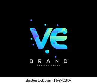 Initial letter VE logo with colorful background, letter combination logo design for creative industry, web, business and company. - Vector