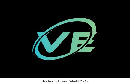 Initial Letter VE Logo. Creative And Modern VE logo Design on black background.