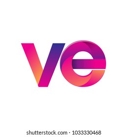 Initial Letter VE Logo Lowercase, magenta and orange, Modern and Simple Logo Design.