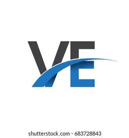 initial letter VE logotype company name colored blue and grey swoosh design. vector logo for business and company identity.
