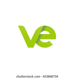 initial letter ve modern linked circle round lowercase logo green