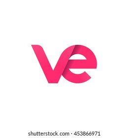 initial letter ve modern linked circle round lowercase logo pink