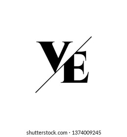 Initial Letter VE Monogram Sliced. Logo template isolated on white background
