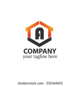 Initial Letter A With Vector Home House Icon Logo