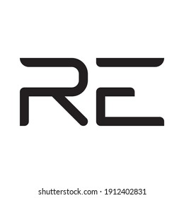 re initial letter vector logo