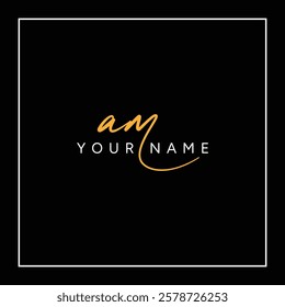 Initial Letter AM Vector Logo Template in handwritten Signature Style