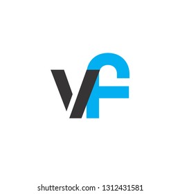 Initial Letter VF Linked Circle Lowercase Logo Black Blue Icon Design Template Element - Vector