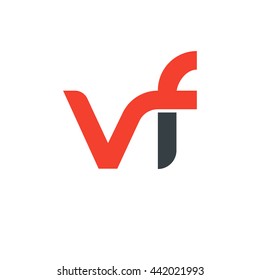 initial letter vf linked round lowercase logo red