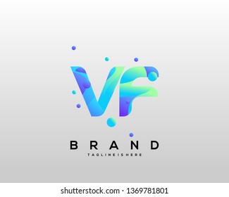 Initial letter VF logo with colorful background, letter combination logo design for creative industry, web, business and company. - Vector
