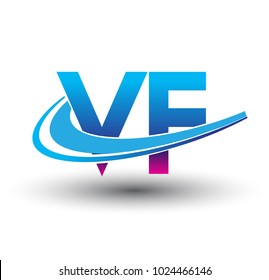 initial letter VF logotype company name colored blue and magenta swoosh design. vector logo for business and company identity.
