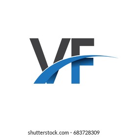 initial letter VF logotype company name colored blue and grey swoosh design. vector logo for business and company identity.
