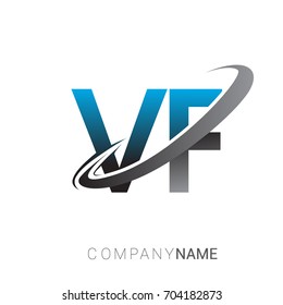 initial letter VF logotype company name colored blue and grey swoosh design. logo design for business and company identity.