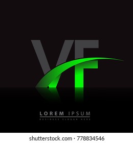 initial letter VF logotype company name colored green and black swoosh design. vector logo for business and company identity.
