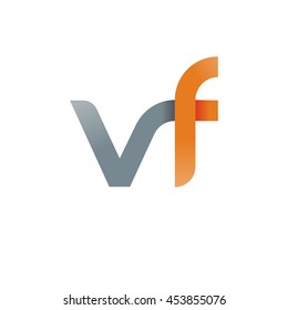initial letter vf modern linked circle round lowercase logo orange gray