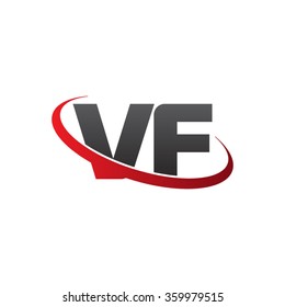 initial letter VF swoosh ring company logo red black