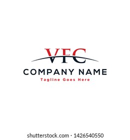 Initial letter VFC, overlapping movement swoosh horizon logo company design inspiration in red and dark blue color vector