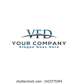 Initial letter VFD, overlapping movement swoosh horizon logo company design inspiration in blue and gray color vector