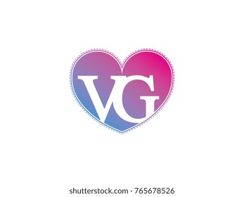 the initial letter VG in the heart symbol as a logo, sign and decoration