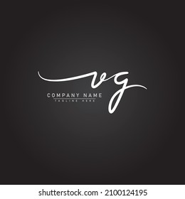 Initial Letter VG Logo - Handwritten Signature Style Logo