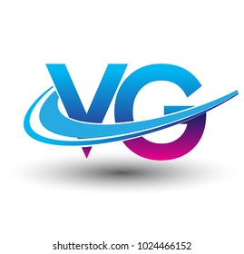 initial letter VG logotype company name colored blue and magenta swoosh design. vector logo for business and company identity.
