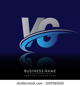 initial letter VG logotype company name colored blue and grey swoosh design. vector logo for business and company identity.
