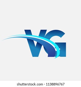 initial letter VG logotype company name colored blue and swoosh design. vector logo for business and company identity.