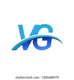 initial letter VG logotype company name colored blue and swoosh design. vector logo for business and company identity.