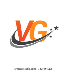 initial letter VG logotype company name colored orange and grey swoosh star design. vector logo for business and company identity.