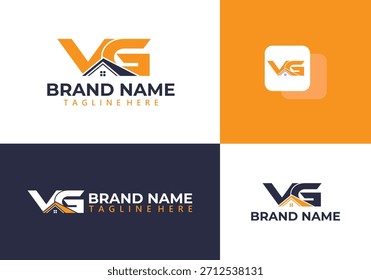 Vector inicial del logotipo inmobiliario de VG. Letra VG con diseño casero