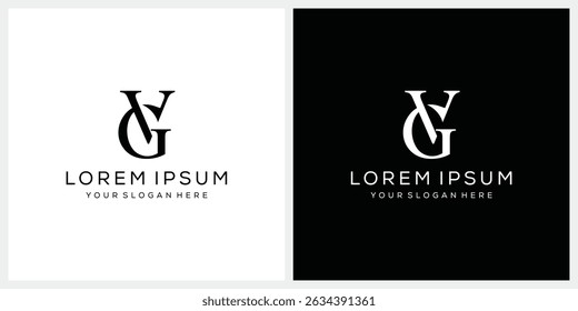 letra inicial VG serif fonte logotipo design, conceito de ícone gráfico de luxo