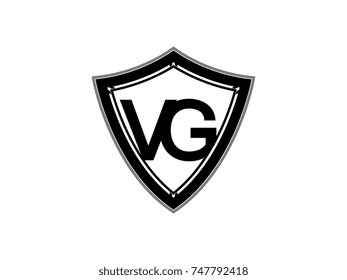 Initial letter VG shield logo black monogram vector illustration