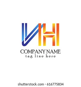 Initial letter VH linked logo in blue and orange