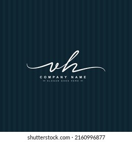 Initial Letter VH Logo - Hand Drawn Signature Style Logo